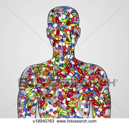 Stock Image - Prescription drug addiction, conceptual illustration. Fotosearch