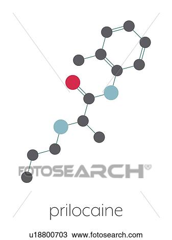 Stock Image - Prilocaine local anesthetic drug, molecular model. Fotosearch