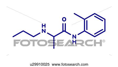 Stock Photography - Prilocaine local anesthetic drug, molecular model. Fotosearch