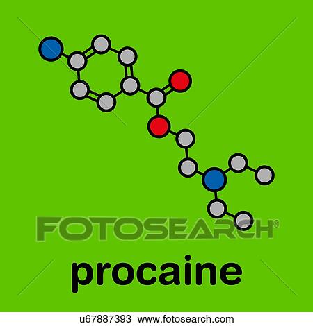 Stock Image - Procaine topical anesthetic drug, molecular model. Fotosearch