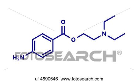 Stock Photograph - Procaine topical anesthetic drug, molecular model. Fotosearch