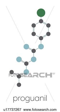 Stock Photo - Proguanil prophylactic malaria drug, molecular model. Fotosearch