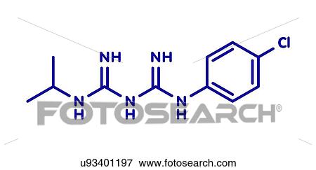 Stock Photo - Proguanil prophylactic malaria drug, molecular model. Fotosearch