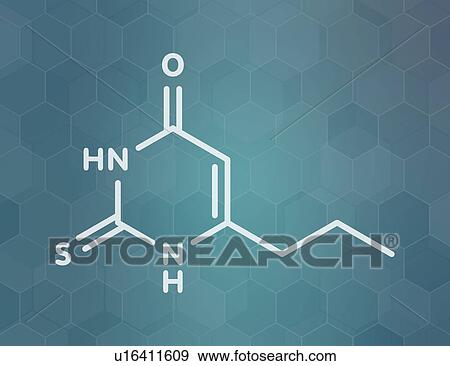 Stock Photo - Propylthiouracil hyperthyroidism drug, molecular model. Fotosearch