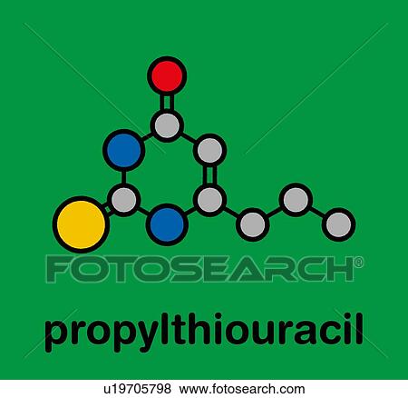 Stock Photo - Propylthiouracil hyperthyroidism drug, molecular model. Fotosearch