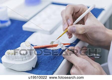 Prosthetic dentistry technician at work View Large Photo Image Stock Image - Prosthetic dentistry technician at work. Fotosearch