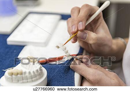Prosthetic dentistry technician at work View Large Photo Image Stock Image - Prosthetic dentistry technician at work. Fotosearch