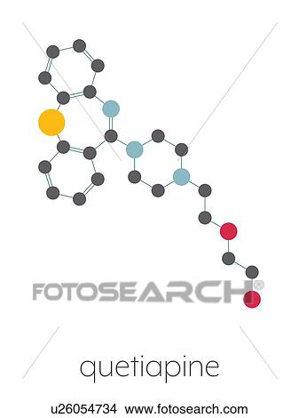 Picture - Quetiapine antipsychotic drug, molecular model. Fotosearch