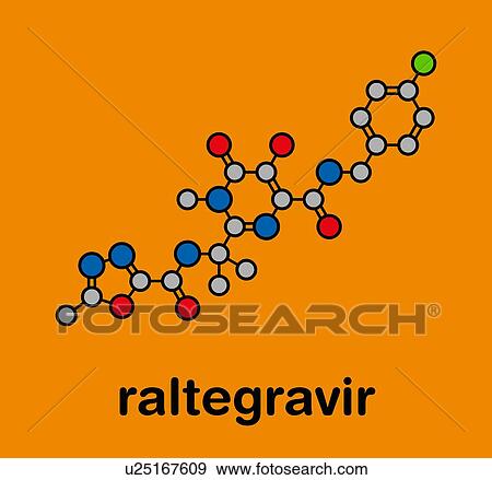 Stock Photo - Raltegravir HIV drug, molecular model. Fotosearch