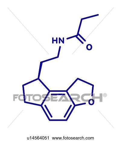Stock Image - Ramelteon insomnia drug, molecular model. Fotosearch
