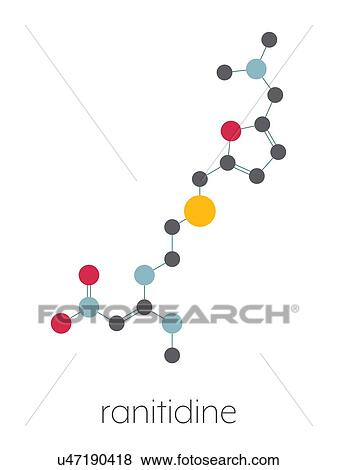 Stock Photo - Ranitidine peptic ulcer disease drug, molecular model. Fotosearch