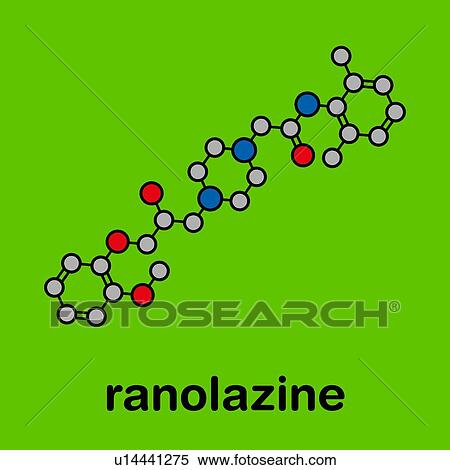 Stock Photography - Ranolazine antianginal drug, molecular model. Fotosearch