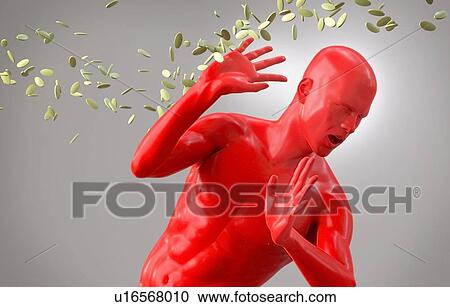Stock Image - Red figure with pills, illustration.. Fotosearch