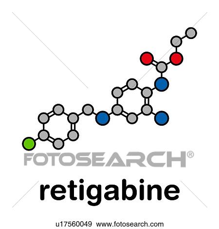 Stock Photo - Retigabine anticonvulsant drug, molecular model. Fotosearch