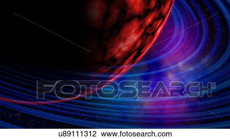 Stock Image - Ringed planet, illustration. Fotosearch