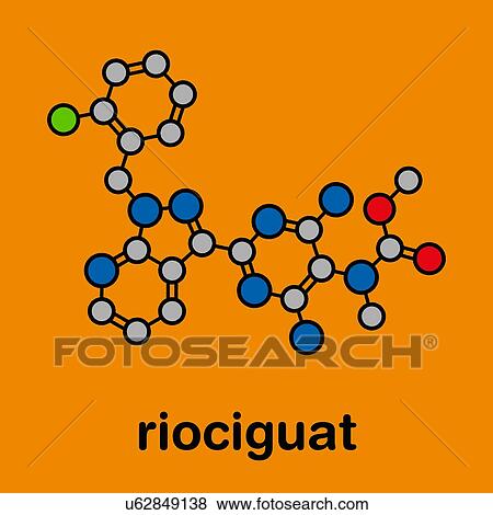 Stock Photo - Riociguat pulmonary hypertension drug, molecular model. Fotosearch