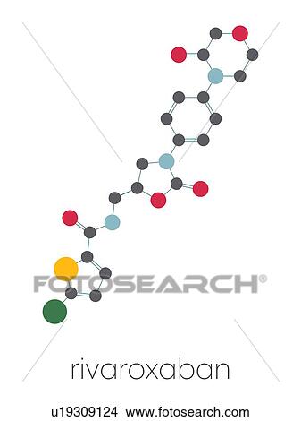 Picture - Rivaroxaban anticoagulant drug, molecular model. Fotosearch
