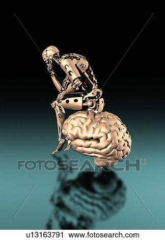 Robot on brain, illustration View Large Photo Image Stock Image - Robot on brain, illustration. Fotosearch