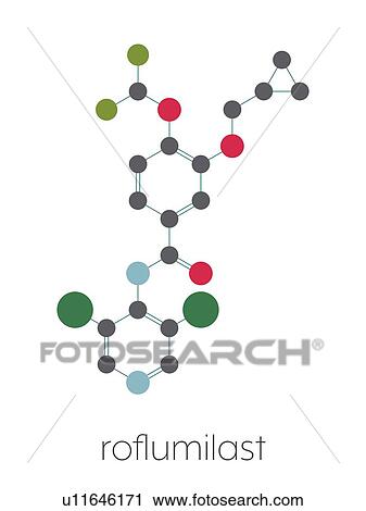 Stock Image - Roflumilast COPD drug, molecular model. Fotosearch