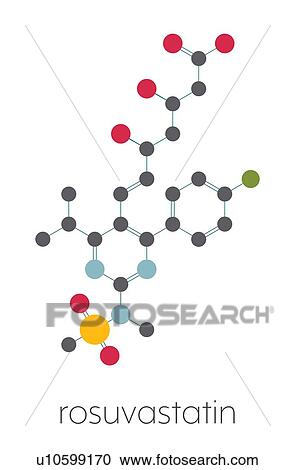 Stock Image - Rosuvastatin cholesterol lowering drug, molecular model. Fotosearch