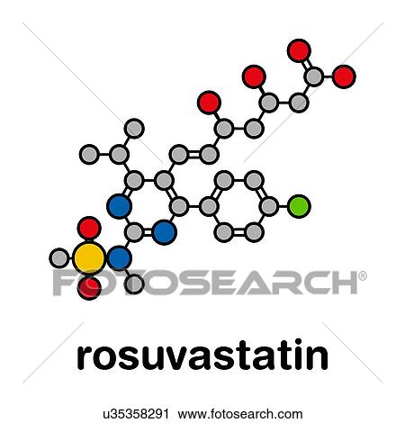 Stock Image - Rosuvastatin cholesterol lowering drug, molecular model. Fotosearch