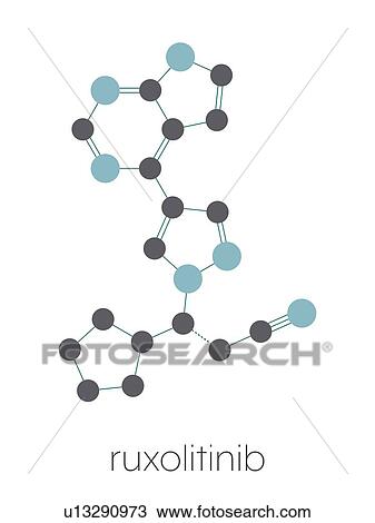 Stock Image - Ruxolitinib myelofibrosis cancer drug, molecular model. Fotosearch