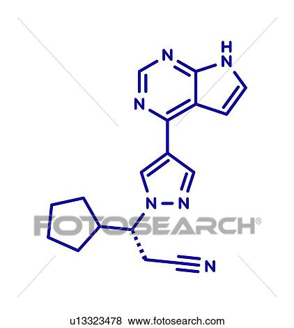 Stock Photo - Ruxolitinib myelofibrosis cancer drug, molecular model. Fotosearch
