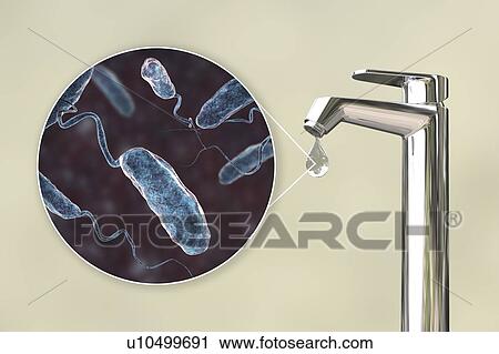 Stock Image - Safety of drinking water, conceptual illustration. Fotosearch