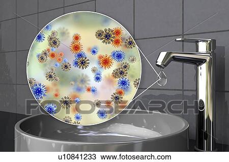 Stock Image - Safety of drinking water, conceptual illustration. Fotosearch