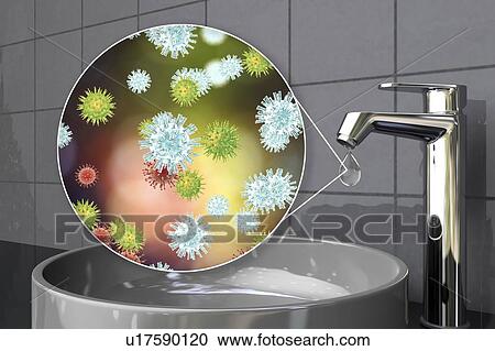 Stock Image - Safety of drinking water, conceptual illustration. Fotosearch