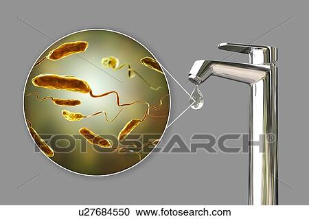 Stock Image - Safety of drinking water, conceptual illustration. Fotosearch