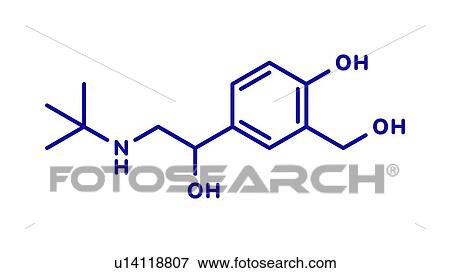 Stock Photo - Salbutamol asthma drug, molecular model. Fotosearch