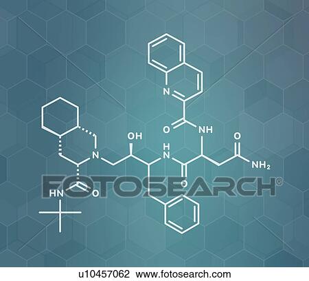 Stock Image - Saquinavir HIV drug, molecular model. Fotosearch