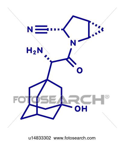 Stock Image - Saxagliptin diabetes drug, molecular model. Fotosearch
