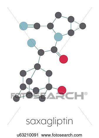 Stock Image - Saxagliptin diabetes drug, molecular model. Fotosearch