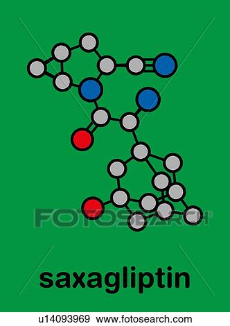 Stock Photo - Saxagliptin diabetes drug, molecular model. Fotosearch