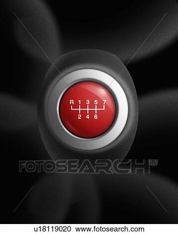 Stock Image - Seven speed gear stick, illustration. Fotosearch