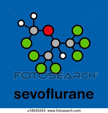 Stock Image - Sevoflurane inhalational anesthetic, molecular model. Fotosearch