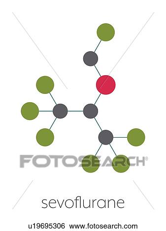 Stock Photograph - Sevoflurane inhalational anesthetic, molecular model. Fotosearch