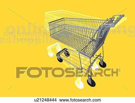 Picture - Shopping trolley, illustration.. Fotosearch