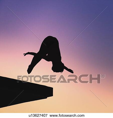 Silhouette of female diver View Large Photo Image Stock Photo - Silhouette of female diver. Fotosearch