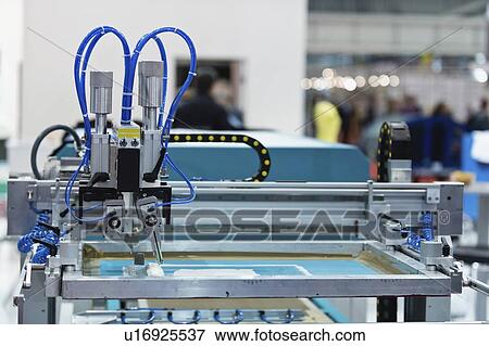 Silk screen printing machine View Large Photo Image Stock Photo - Silk screen printing machine. Fotosearch
