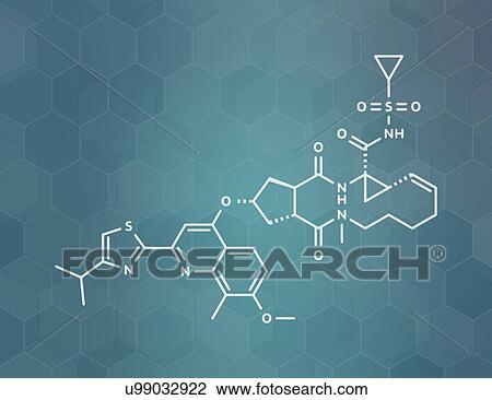 Stock Image - Simeprevir hepatitis C virus drug, molecular model. Fotosearch