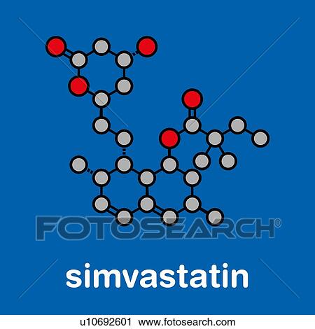 Stock Image - Simvastatin cholesterol lowering drug, molecular model. Fotosearch