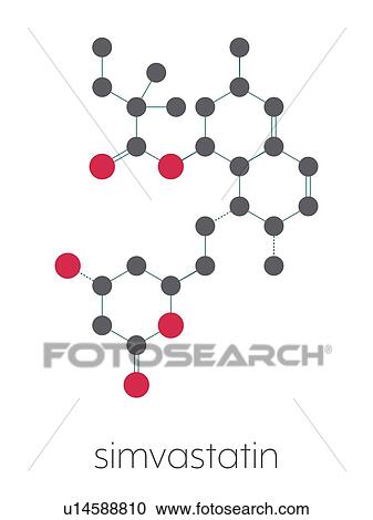 Stock Image - Simvastatin cholesterol lowering drug, molecular model. Fotosearch