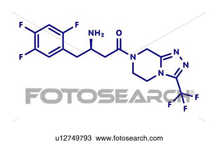 Stock Image - Sitagliptin diabetes drug, molecular model. Fotosearch