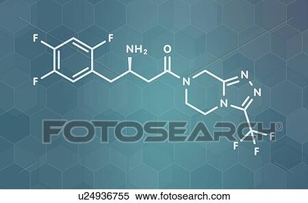 Stock Photography - Sitagliptin diabetes drug, molecular model. Fotosearch