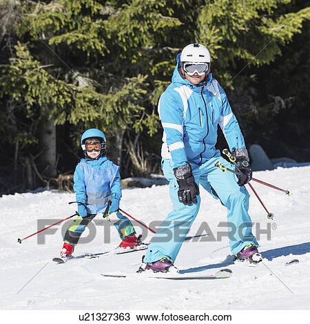 Stock Image - Ski lesson. Fotosearch