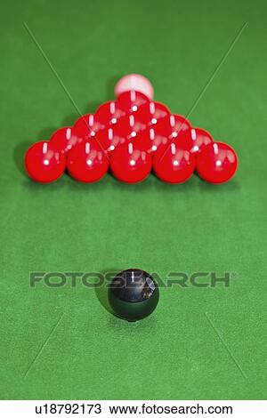 Stock Image - Snooker balls in starting position. Fotosearch