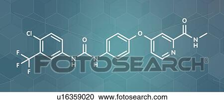 Stock Image - Sorafenib cancer drug, molecular model. Fotosearch